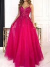 Ball Gown V-neck Tulle Prom Dresses With Appliques #UKM020127653