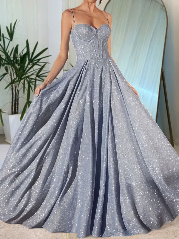 Ball Gown Sweetheart Glitter Floor-length Corset Prom Dresses #UKM020127677