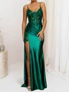 Sheath/Column V-neck Glitter Corset Prom Dresses With Appliques #UKM020127682