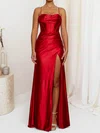 Sheath/Column Sweetheart Satin Corset Prom Dresses With Ruched #UKM020127693