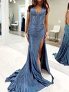 Mermaid Halter Satin Beaded Prom Dresses With Ruched #UKM020127779