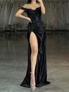 Sheath/Column Off-the-shoulder Satin Corset Prom Dresses With Ruched #UKM020127792