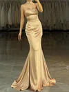 Mermaid Strapless Satin Modest Prom Dresses #UKM020127796