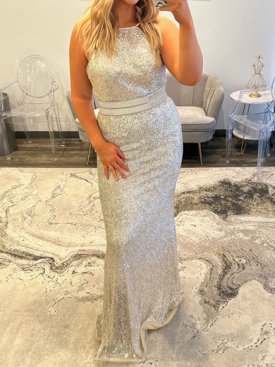 Mermaid Scoop Neck Sparkly Sequin Prom Dresses #UKM020127810