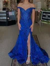 Mermaid Off-the-shoulder Tulle Prom Dresses With Appliques #UKM020127821