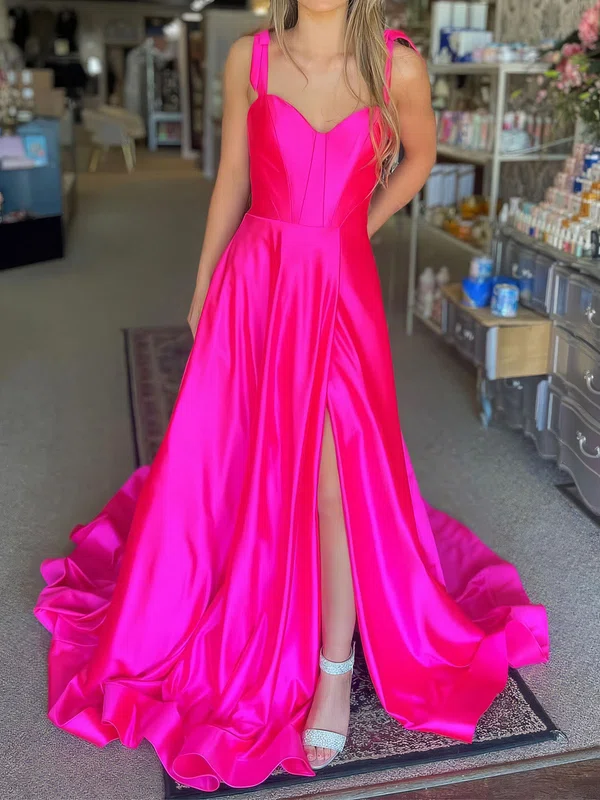 Ball Gown Sweetheart Satin Corset Prom Dresses With Ruched #UKM020127822