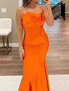 Mermaid Satin Floor-length Strapless Prom Dresses #UKM020127834