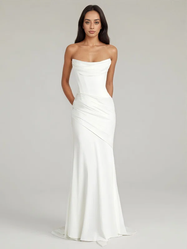 Sheath/Column Straight Satin Ruched Maxi Dresses PT02028866
