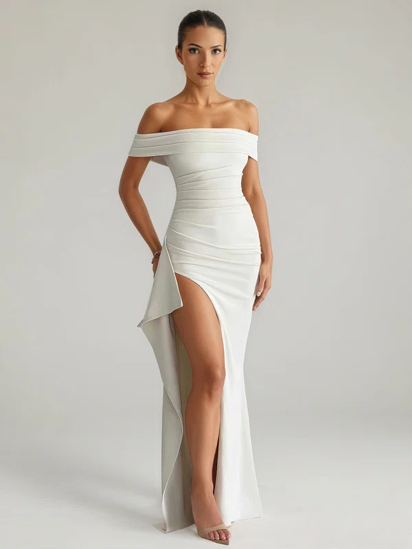 Sheath/Column Off-the-shoulder Jersey Ruched Maxi Dresses PT02028868