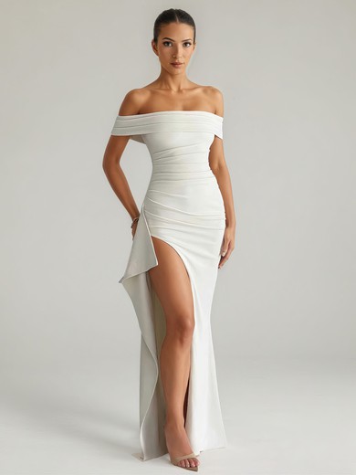 Sheath/Column Off-the-shoulder Jersey Ruched Maxi Dresses PT02028868
