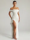 Sheath/Column Off-the-shoulder Jersey Ruched Maxi Dresses PT02028868