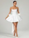 White Straight Satin Skter Mini Dresses with Bow PT02028871