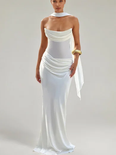 Sheath/Column Straight Chiffon Ruched Maxi Dresses PT02028874