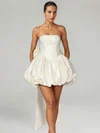 White Straight Satin Skter Mini Dresses with Bow PT02028876