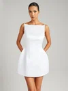 White Ball Gown Square Neckline Satin Mini Dresses PT02028878