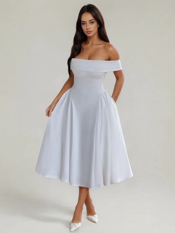 Ball Gown Off-the-shoulder Stretch Crepe Ruched Maxi Dresses PT02028879