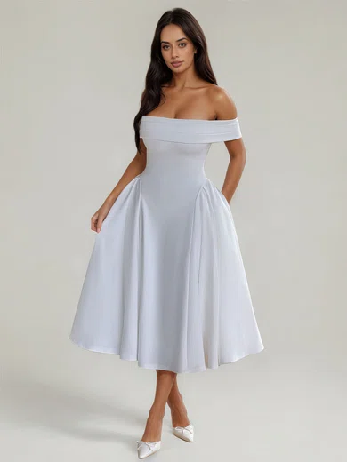 Ball Gown Off-the-shoulder Stretch Crepe Ruched Maxi Dresses PT02028879