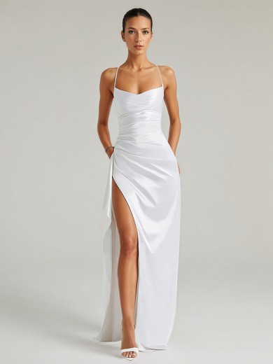Sheath/Column V-neck Satin Ruched Maxi Dresses PT02028888