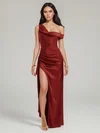 Sheath/Column One Shoulder Satin Ruched Maxi Dresses PT02028896
