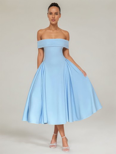 Ball Gown Off-the-shoulder Stretch Crepe Ruched Maxi Dresses PT02028898