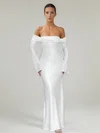 Sheath/Column Off-the-shoulder Satin Ruched Maxi Dresses PT02028899