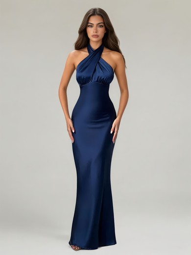 Sheath/Column Halter Satin Maxi Dresses PT02028901