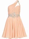 A-line One Shoulder Chiffon Short/Mini Sleeveless Sequins Prom Dresses #02013412