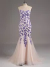 Trumpet/Mermaid Sweetheart Tulle Sweep Train Appliques Lace Prom Dresses #02015311