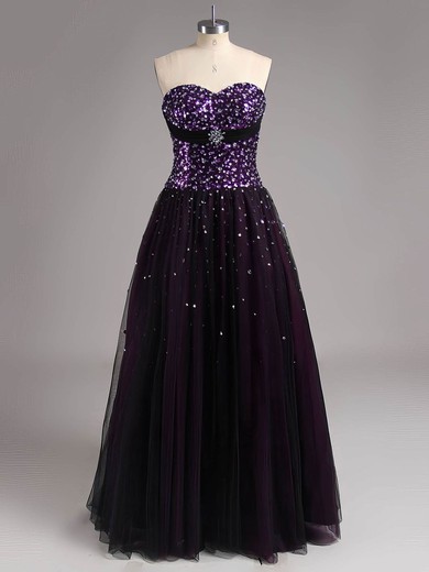 Princess Sweetheart Tulle Floor-length Beading Prom Dresses #02015136