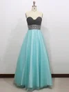 Blue Princess Sweetheart Satin Tulle Beading Vintage Prom Dresses #UKM02014709