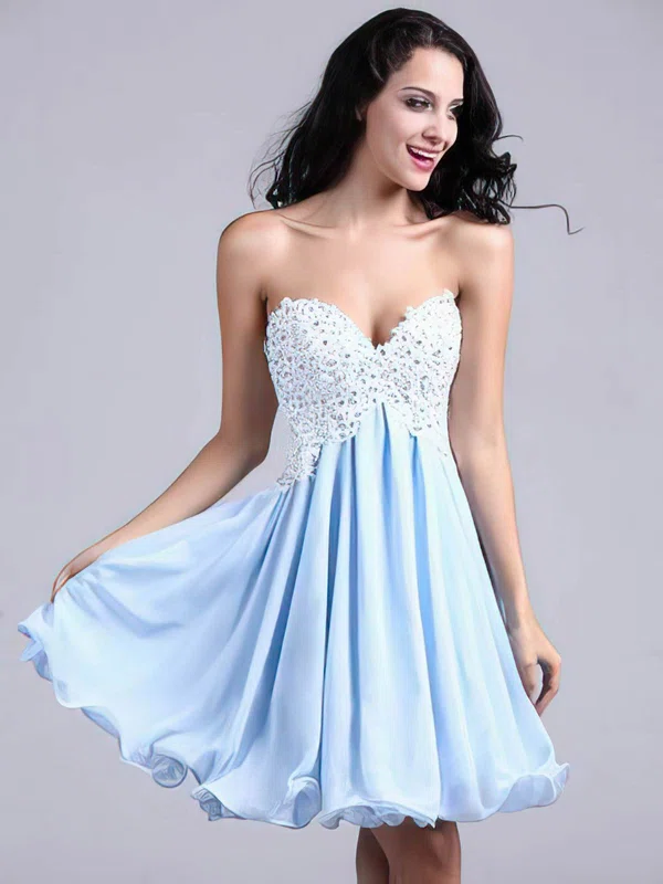 A-line Chiffon Sweetheart Appliques Short/Mini Prom Dresses #02051689