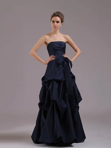A-line Taffeta Strapless Sashes/Ribbons Floor-length Prom Dresses #02020061