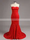 Trumpet/Mermaid Sweetheart Lace Court Train Prom Dresses #02016061