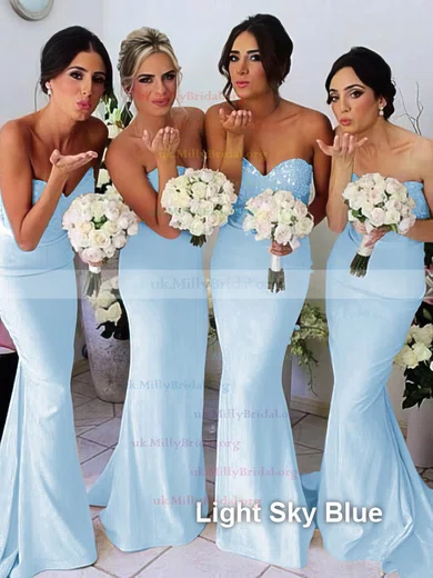Elegant Dusty Blue Tulle Strapes V-neck Mermaid Long Bridesmaid Dress, –  SposaBridal
