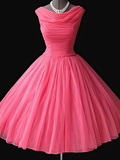 A-line Cowl Neck Chiffon Short/Mini Pleats Prom Dresses #02016781