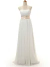 A-line Strapless Chiffon Floor-length Bow Bridesmaid Dresses #02016950
