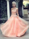 A-line Sweetheart Tulle Floor-length Appliques Lace Prom Dresses #02016777