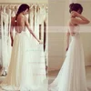A-line Sweetheart Chiffon Sweep Train Appliques Lace Wedding Dresses #02016871